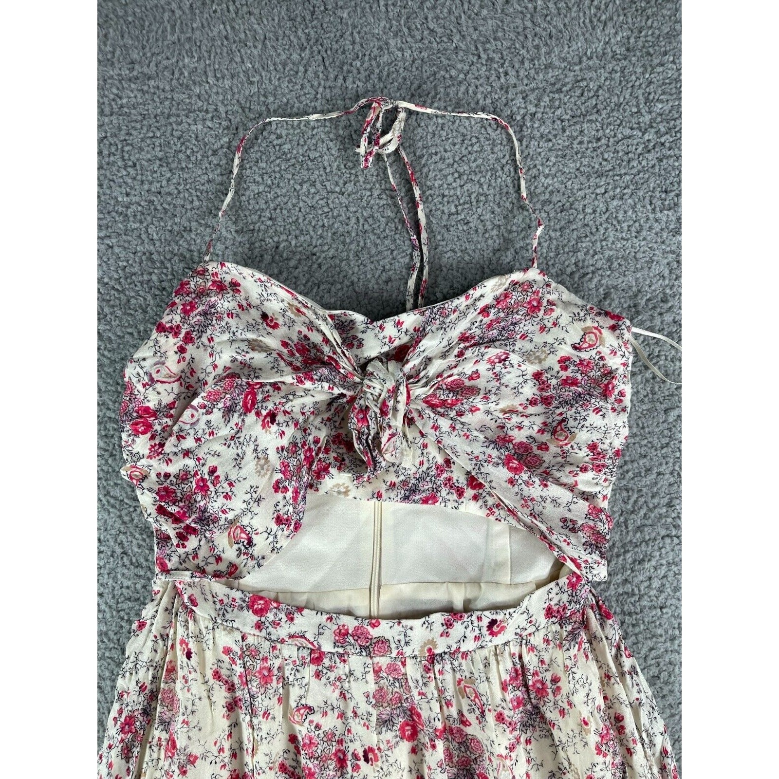 WAYF Dress Womens Medium Multicolor Open Front Floral Where Are You From Long