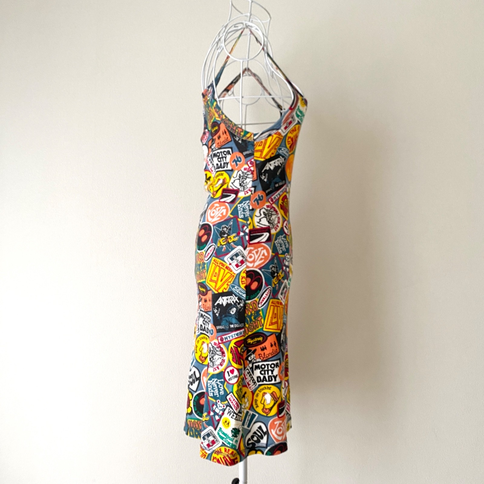 Hysteric Glamour Y2K Sticker Patch All-Over Print Cotton Camisole Slip Dress