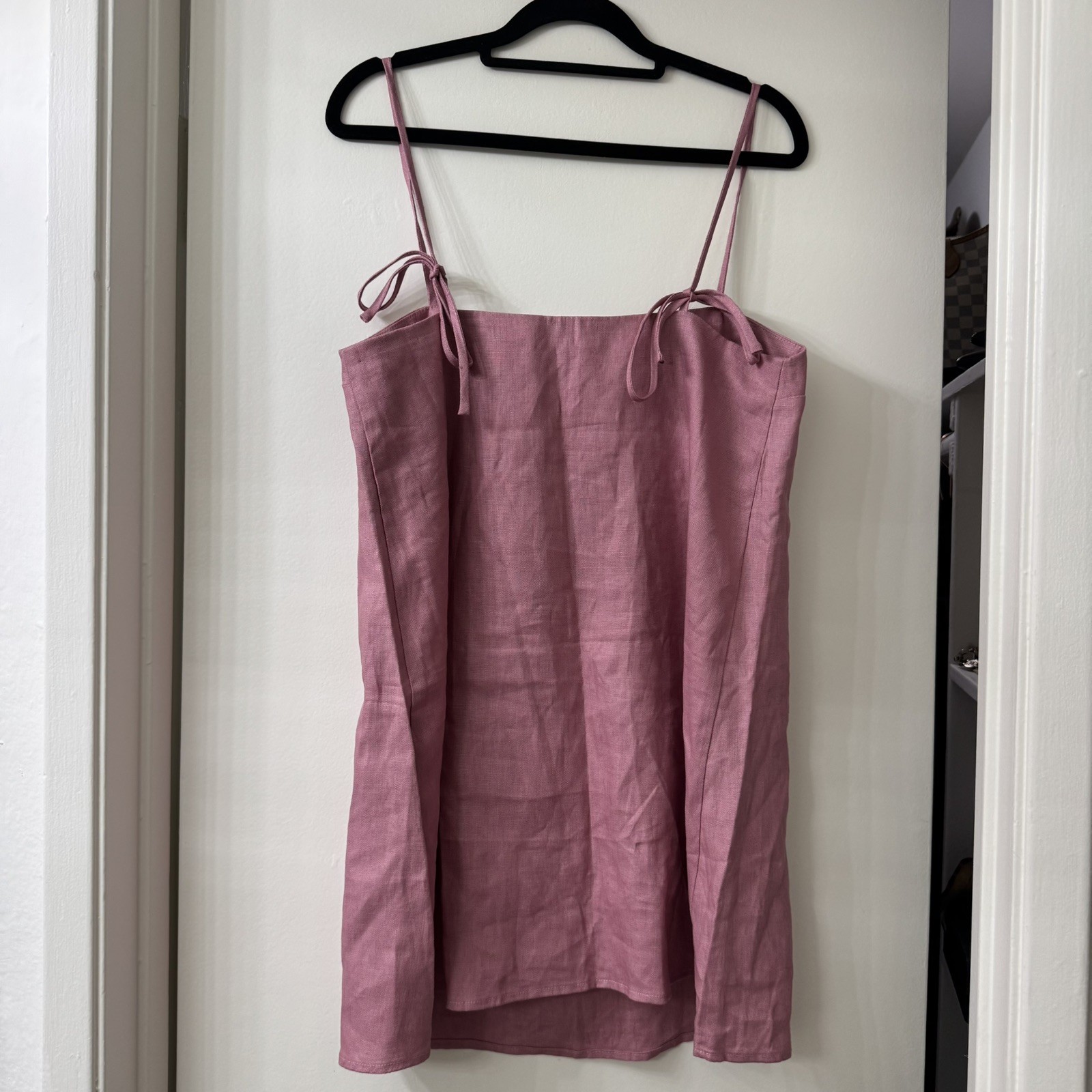 NWT Reformation Aubree 100% Linen Dress ROSE PETALS Pink Mini Dress Size Small
