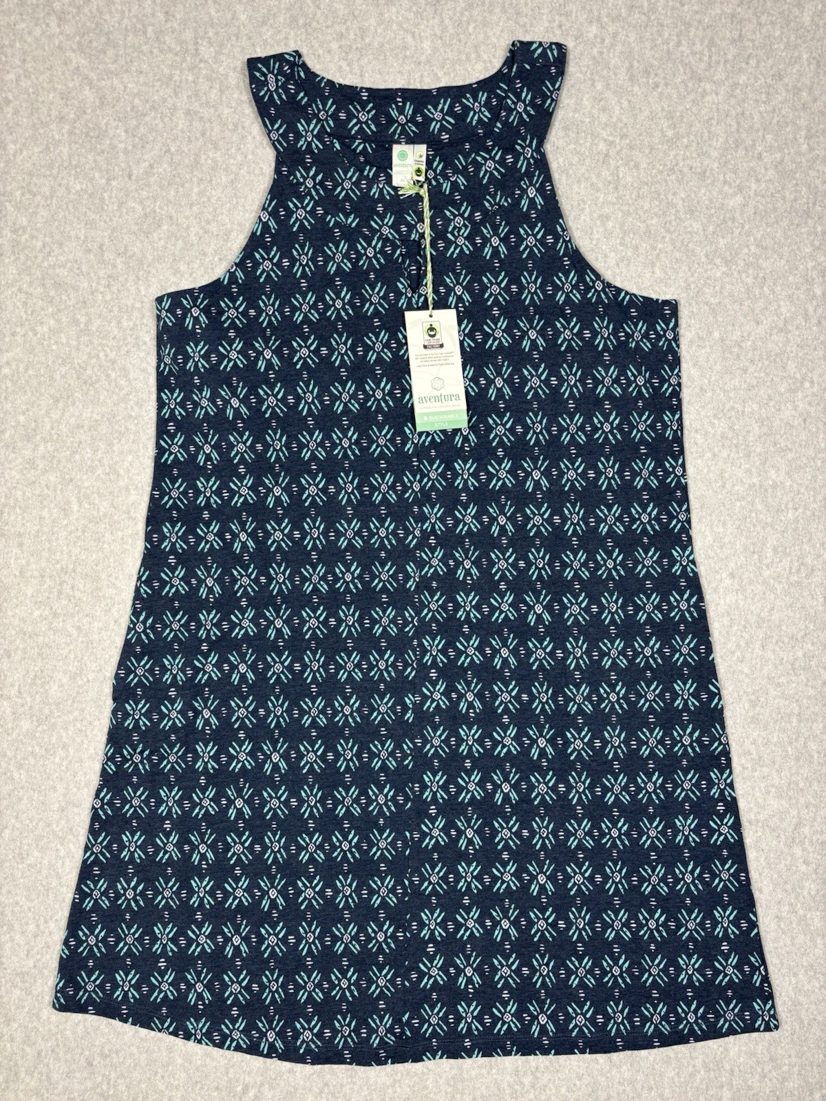 Aventura Womens Dress Blue Sleeveless Organic Cotton Breathable Lightweight XL