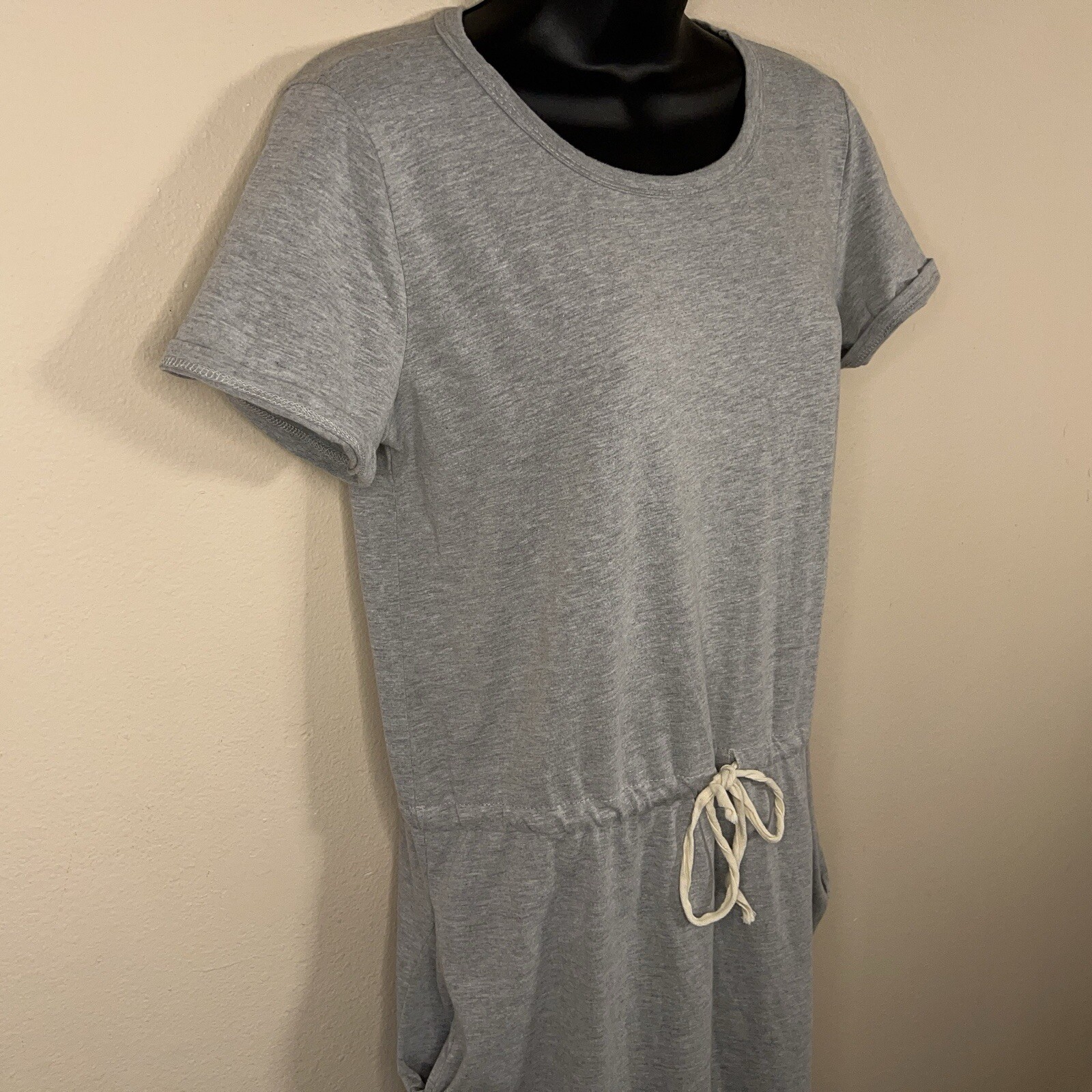 LARGE 7TH RAY LIGHT GREY TSHIRT DRESS SHORT SLEEVE CASUAL STRETCH