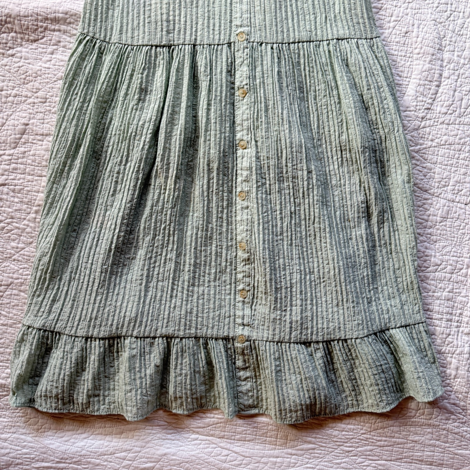 By The River Sage Green Tiered Midi Dress Size S Cottagecore Prairie Regencycore