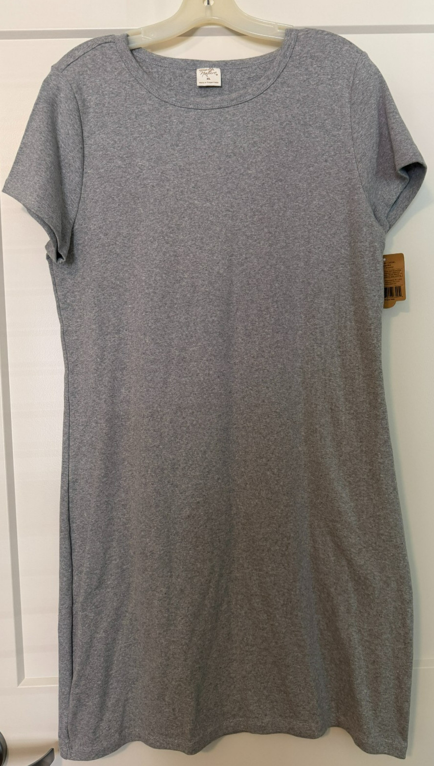 Nature India Gray S/S DRESS 96% Organic Cotton / 4% Spandex Size XL NEW NWT