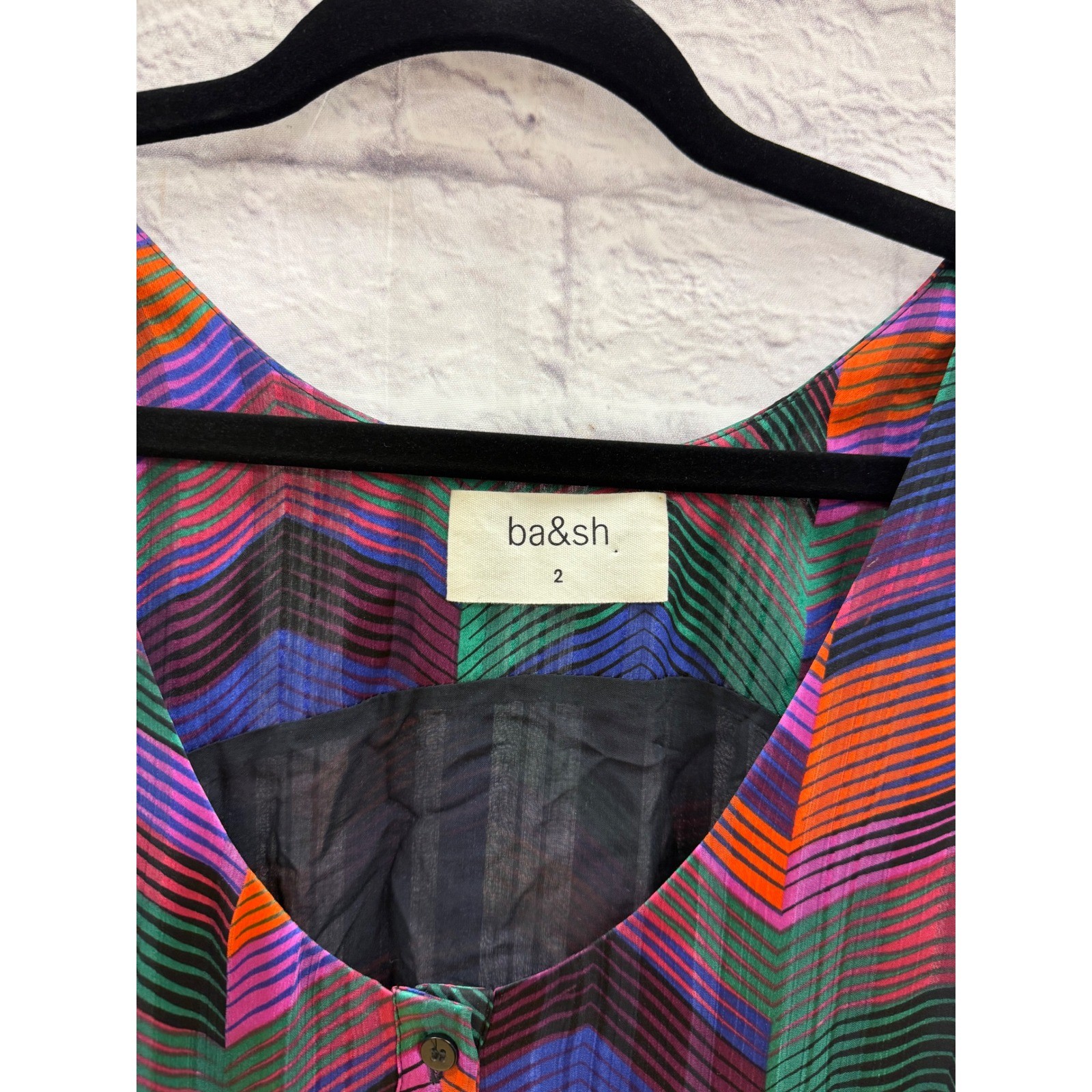 ba&sh Pistol Vert Chevron Stripe Tank Dress Sz 2 US M Multicolor Mini Boho