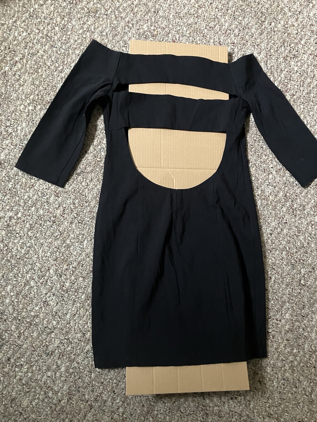 Fitted Bodycon Black Dress Classic Sheath Cut Out Mini Off Shoulder Party Medium