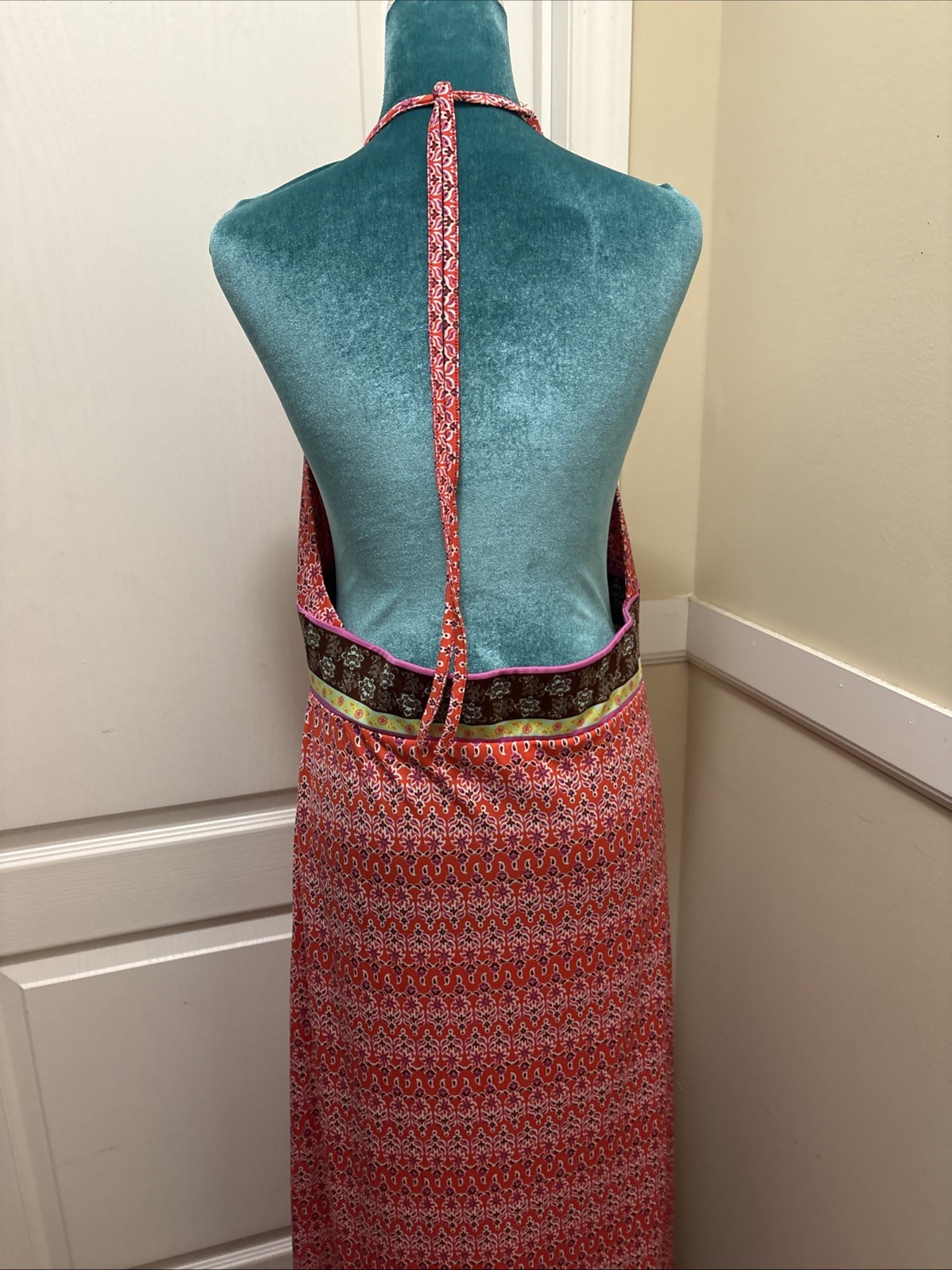 Autumn Colors Halter Spaghetti Strap Maxi Boho Festival Hippie Sun Dress Large