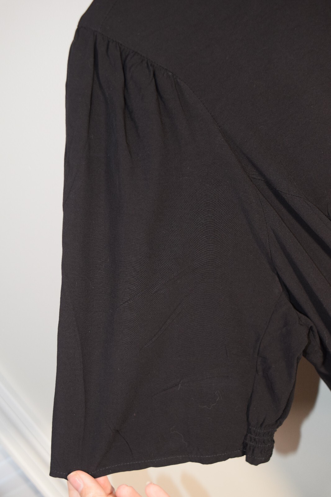 Old Navy Black Shift Dress Size XL Tall –Short Sleeve Keyhole Back Smocked Waist