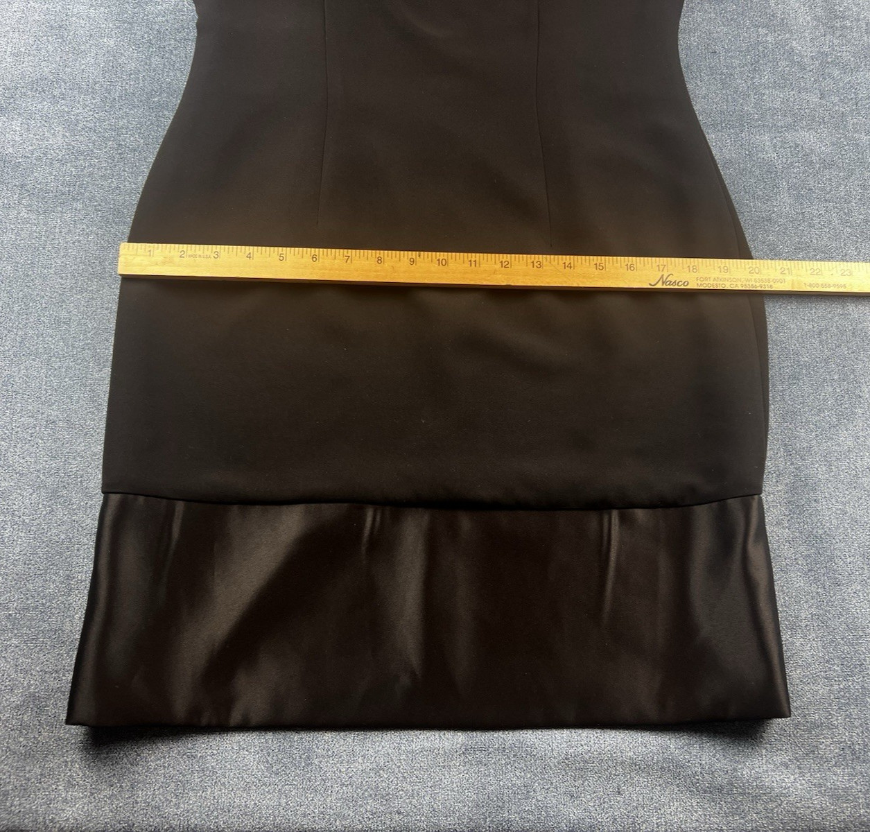 Amanda Smith Y2K Black Sheath Shift Dress Black Satin Trim Women’s Size 10