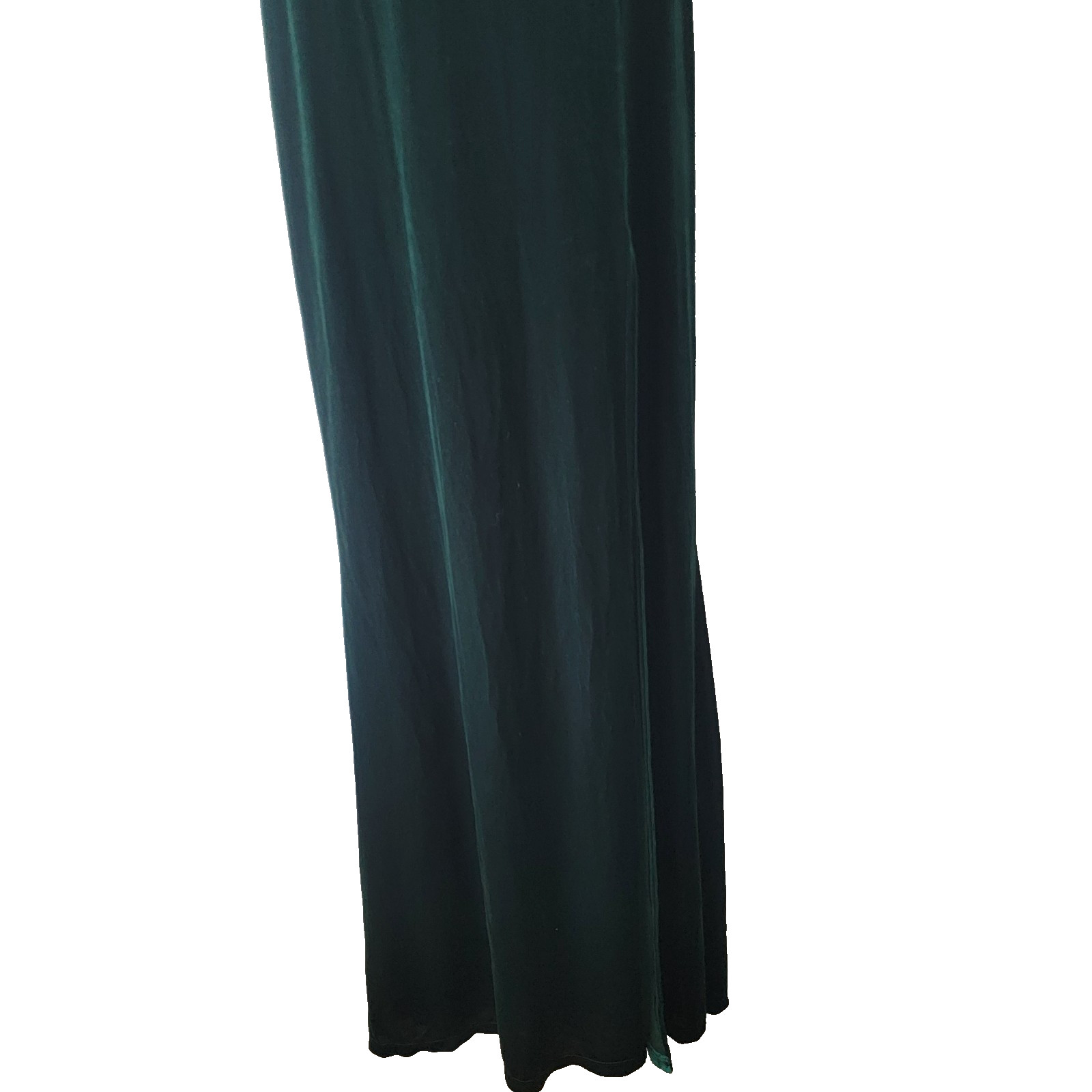 lulus women’s high neck open back maxi dress sz XL side slit hunter green velvet