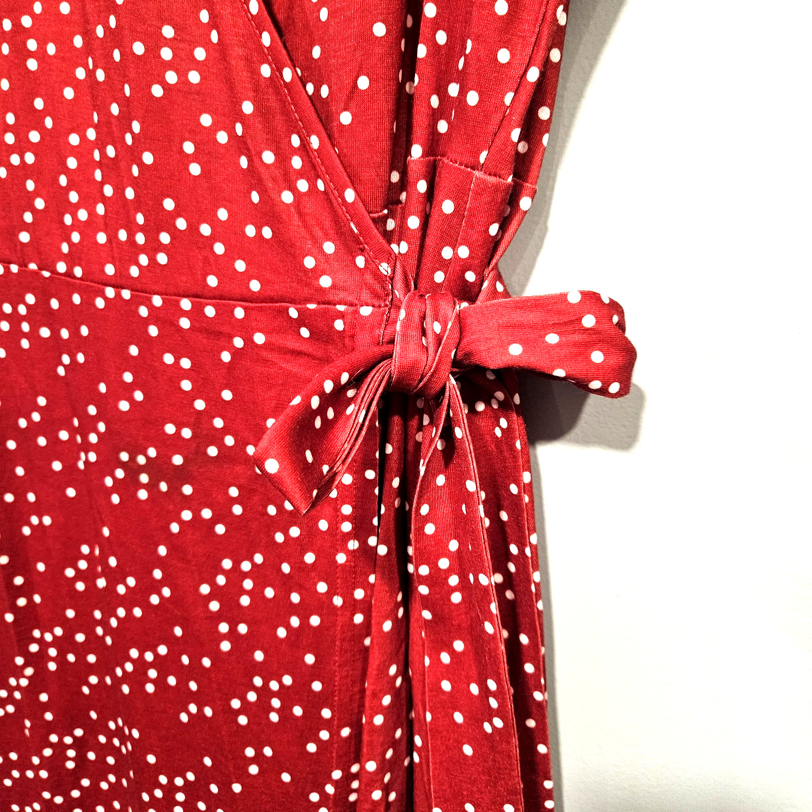Huhot Wrap Dress Rust & White Polka Dot Size S Sleeveless V-Neck