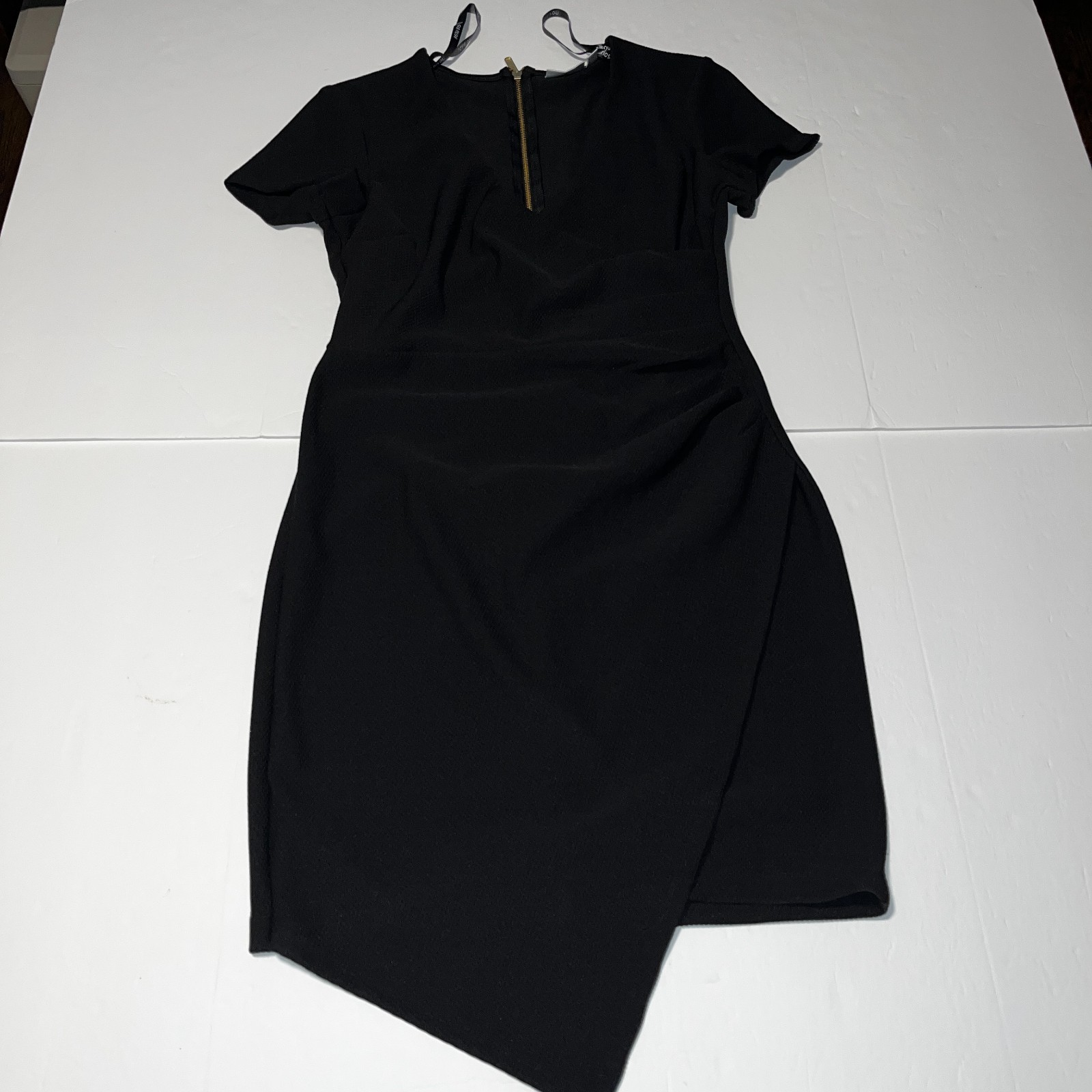 Bisou Bisou black short sleeve wrap body con dress size 12