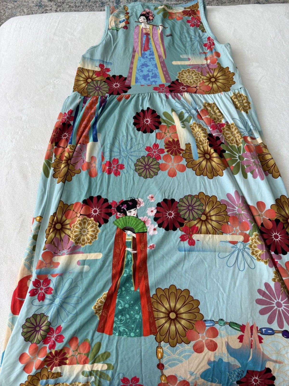 Johnny Was Multicolor Floral Midi Asian Oriental Print Dress Sz Small E04