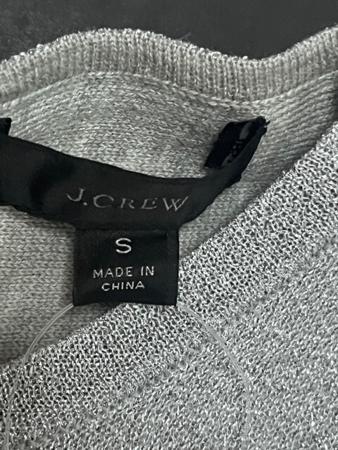NWT J. Crew Metallic Silver Glitter Lurex Twist Back Holiday Dress – Size S