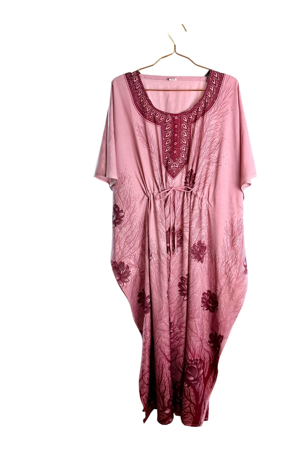 Seven Islands Pink Floral Ombre Kaftan Dress One Size