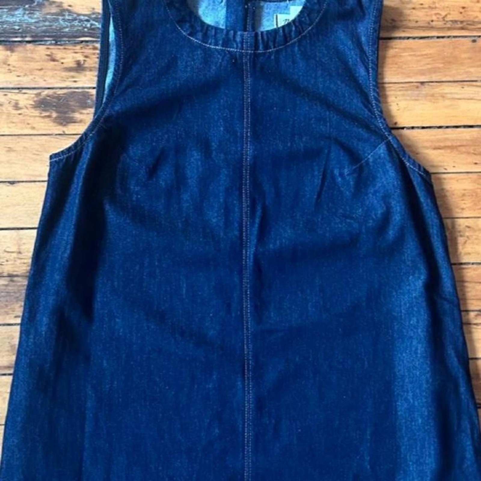 Madewell Indigo Denim Sleeveless Shift Dress Mini Mock Neck NWT Size 14