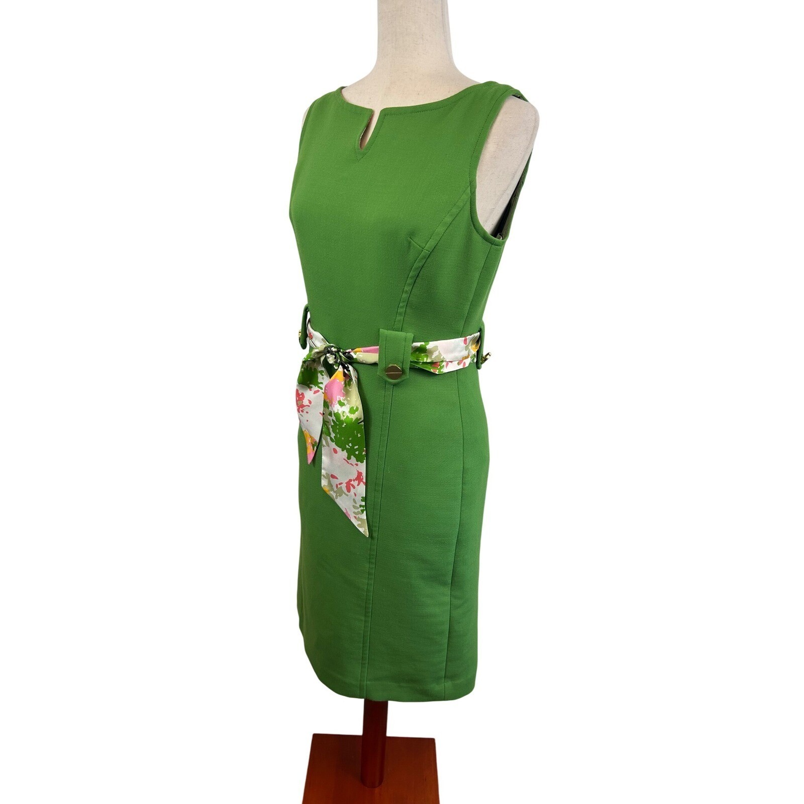 Milly Dress Women’s Size 6 Green Sheath Career Party Cocktail Wool Silk Scarf