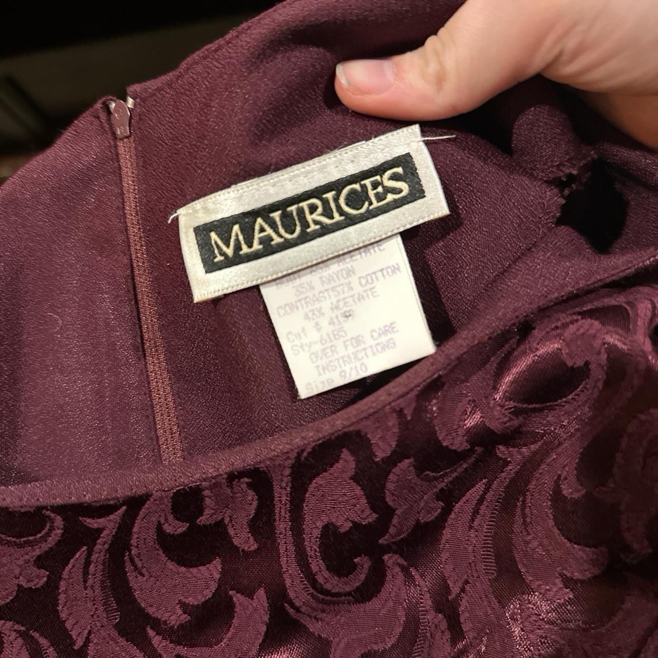 Vintage Burgundy satin regency era style maxi dress with short sleeves Size 9/10