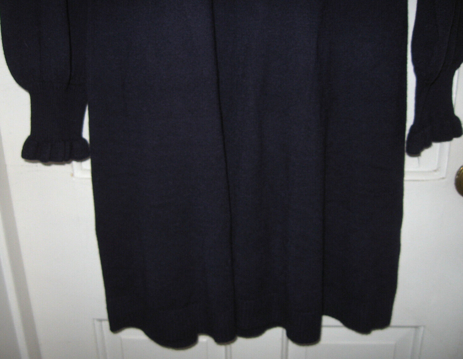 NEW CeCe RUFFLED NECK CUFFS KNIT SWEATER DRESS SZ M NAVY BLUE NWT $99