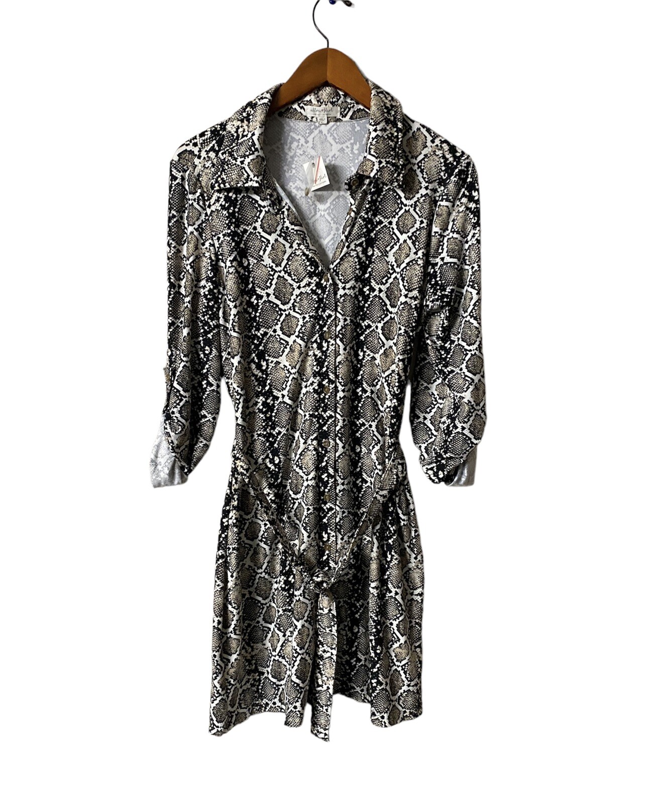 New York Ultra Womens Animal Snakeskin Print Button Shirt Dress Sz-XL- New