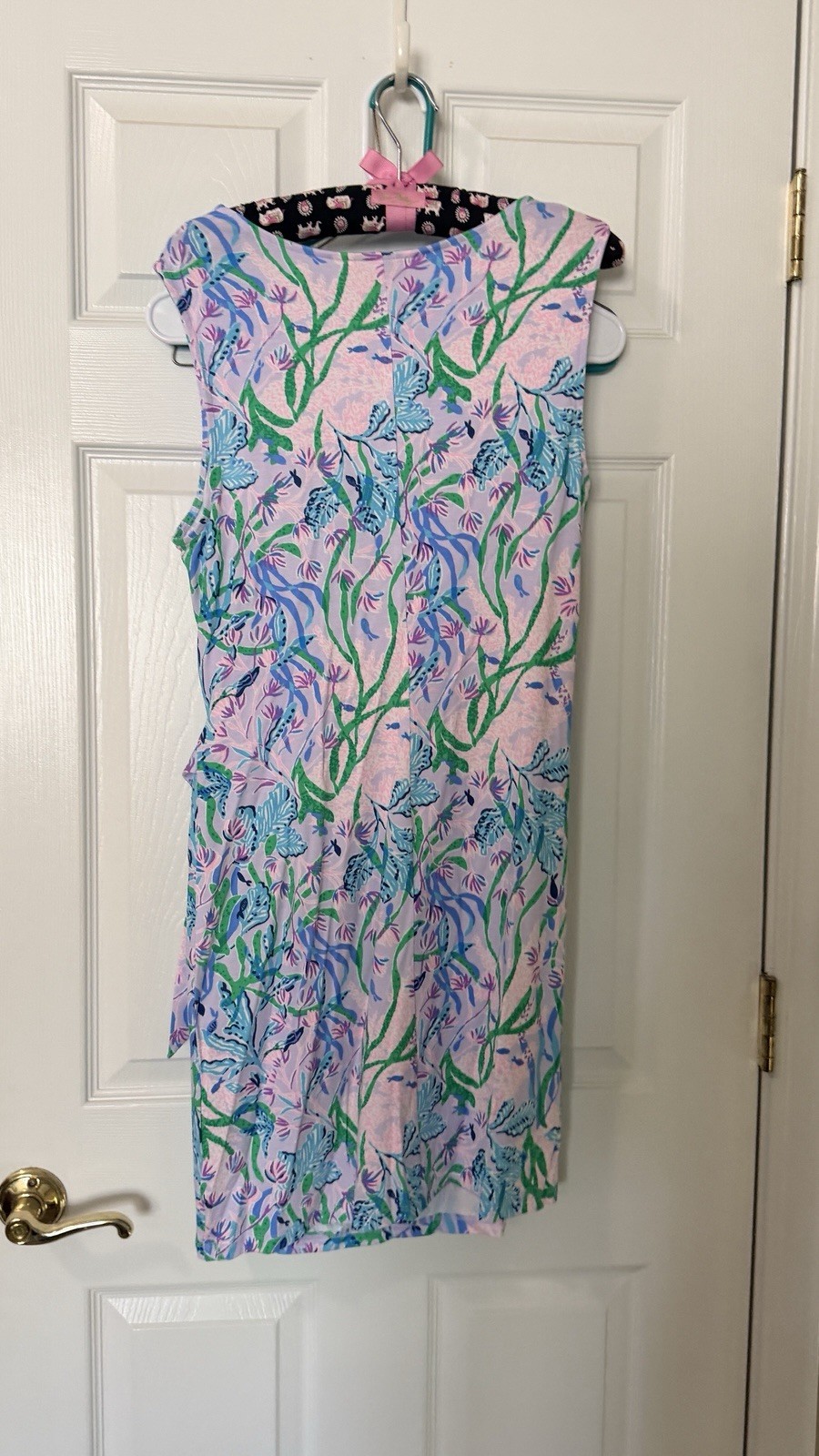Lilly Pulitzer Bryson Dress Women’s L Fitted Crewneck Tie Detail Jersey Fabric