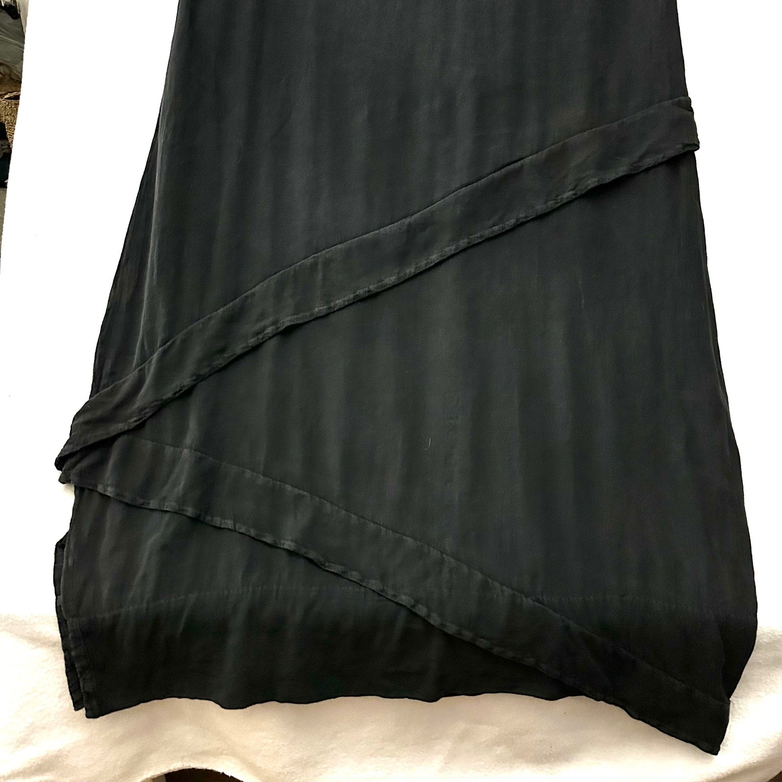 Oh My Gauze Tiered Black Sleeveless Asymmetric Layered Maxi Dress Size 2 L XL