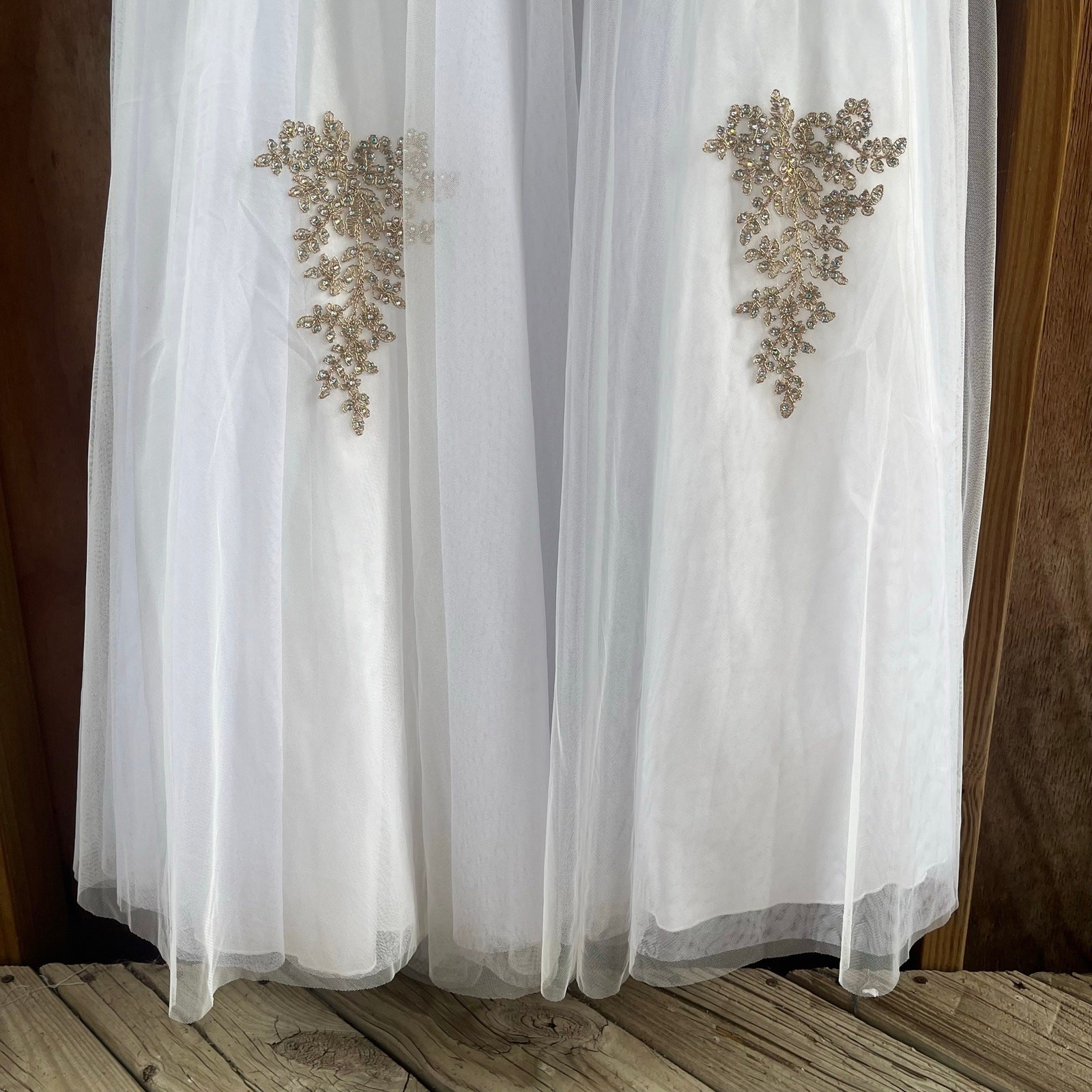 TLC Say Yes White And Gold Beaded Ball Gown Wedding Dress Prom Size 13/14. NEW!