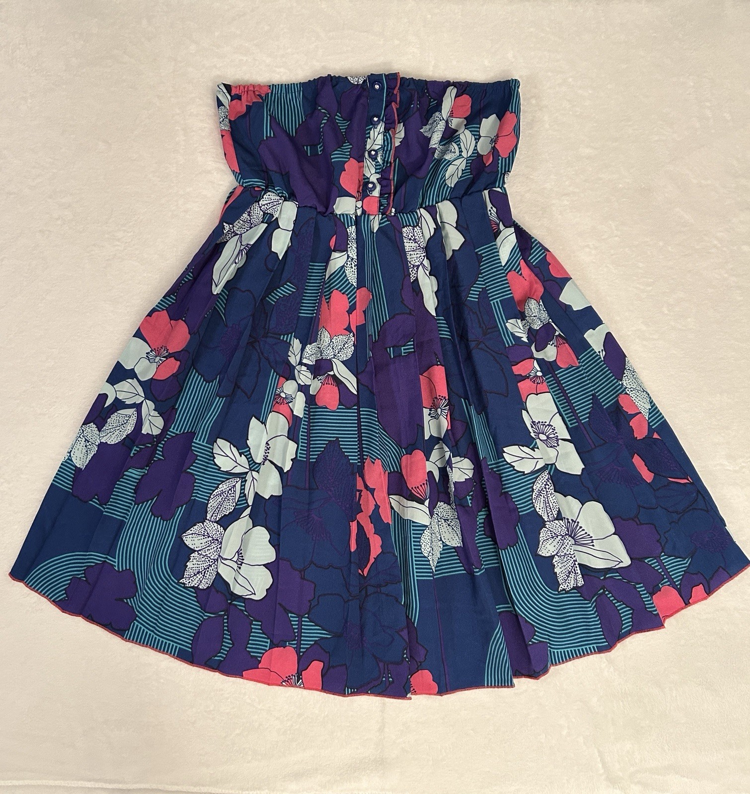 O’Neill Strapless Hawaiian Babydoll Dress Size L Rhinestone Coconut Girl Artsy