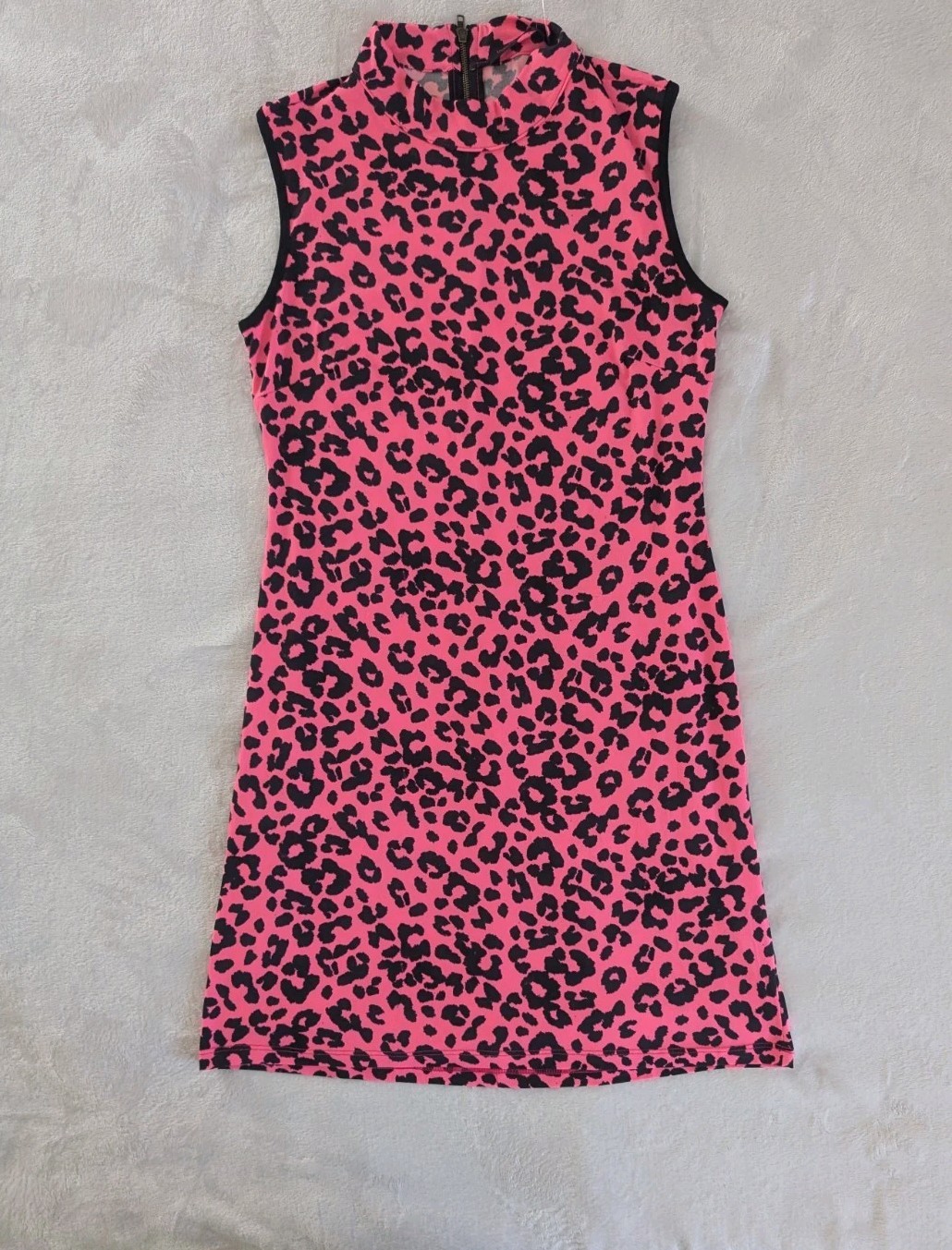 Fraiche by J Sleeveless Hot Pink Leopard Print Fitted Dress Women’s Sz M Mobwife