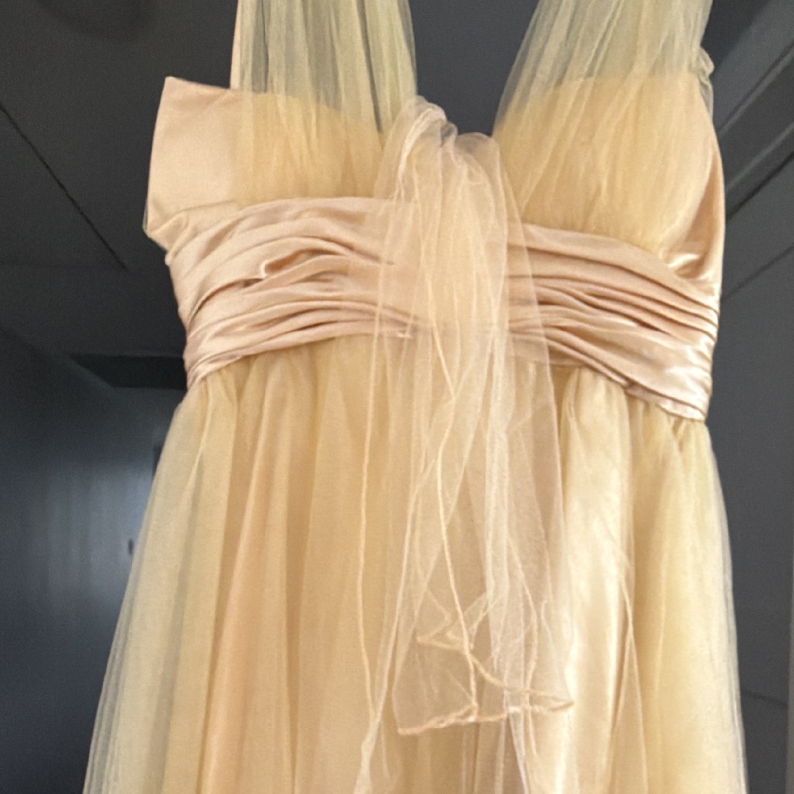 Dancing Queen Gold Beaded Tulle Sleeveless Strapless V-Neck Short Dress L
