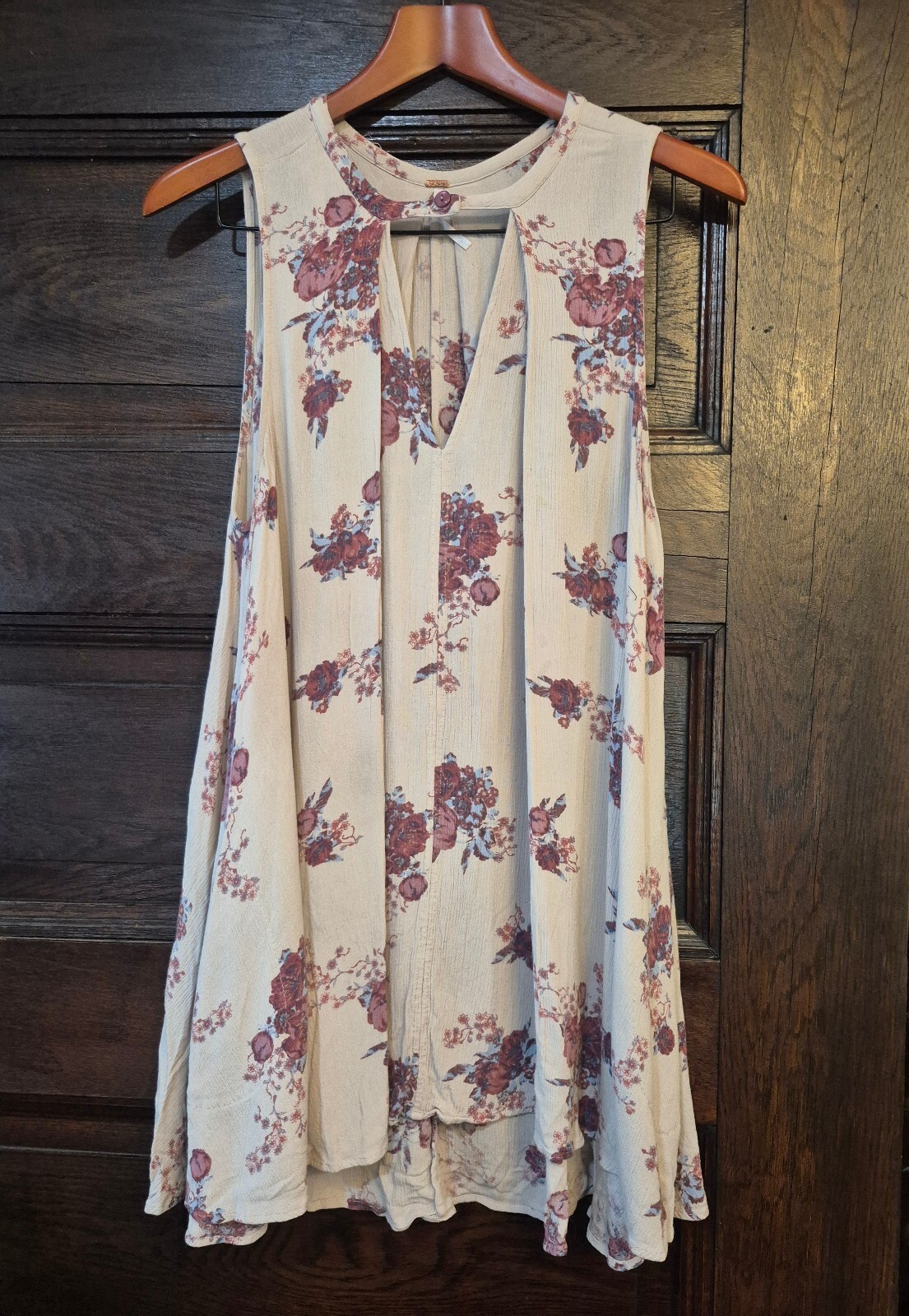 Free People Tree Swing Tunic Dress Stone Floral Trapeze Mini