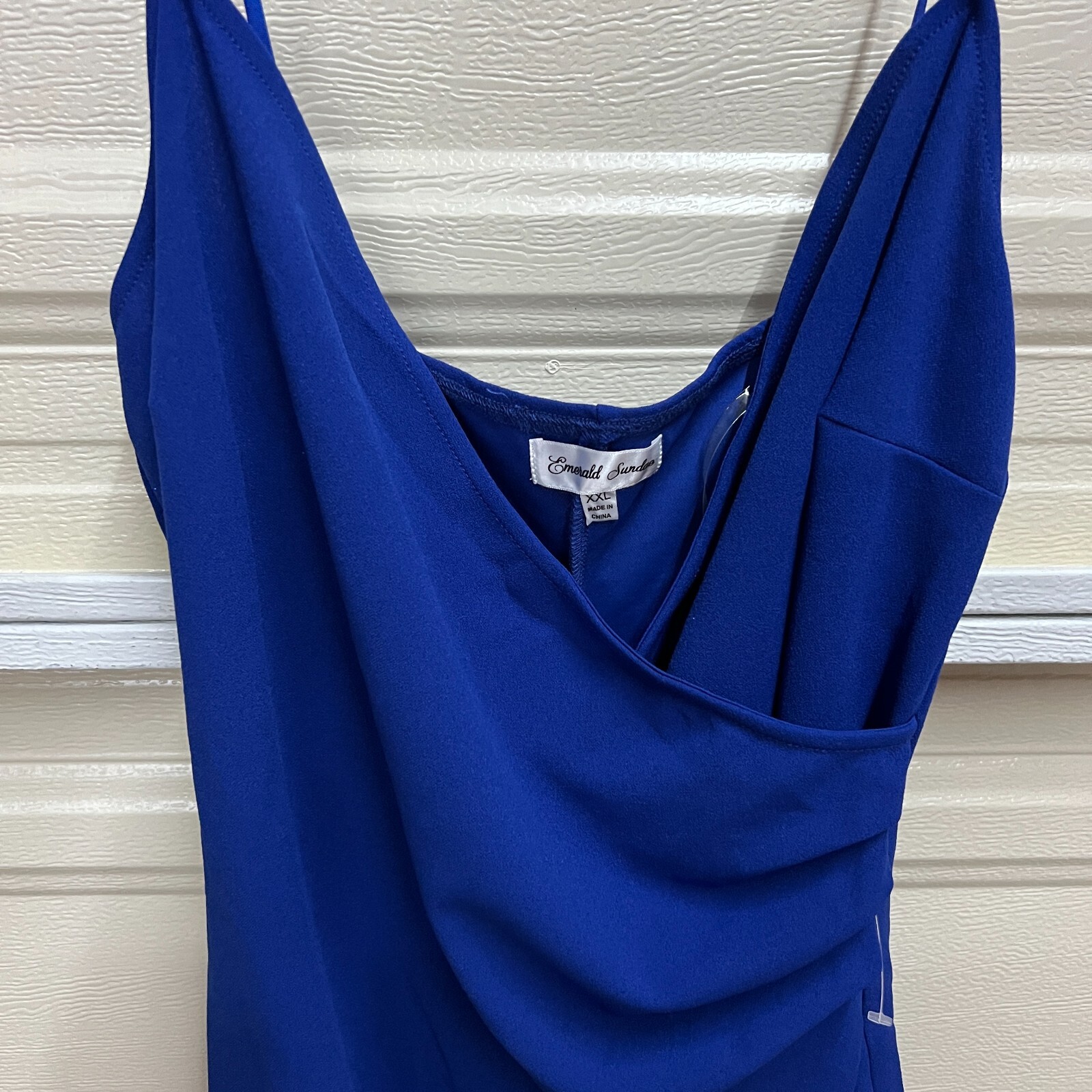 Emerald Sundae Womens Juniors V-Neck Sheath Asymmetrical Dress XXL Royal Blue