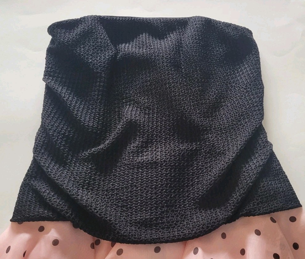 Vintage 80’s A.J. Bari Silk Strapless Party Dress Black/Pink Polka Dot Size 6