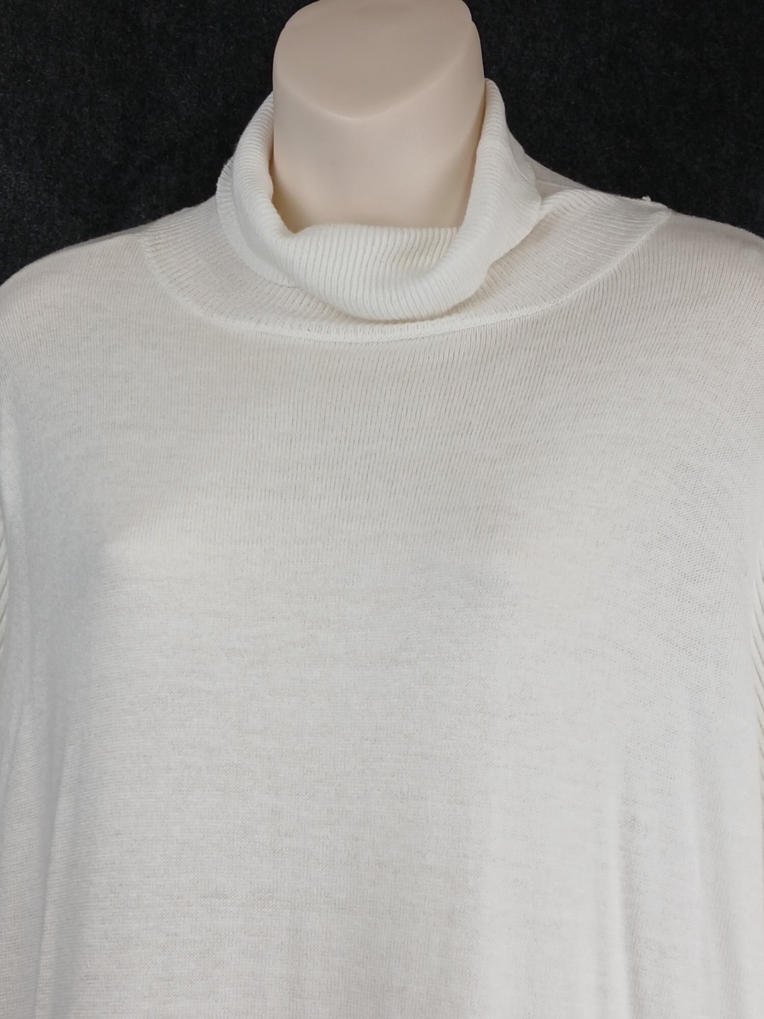 Jessica London Ribbed Turtleneck Long Sleeve Sweater Knit Bodycon Ivory Size M