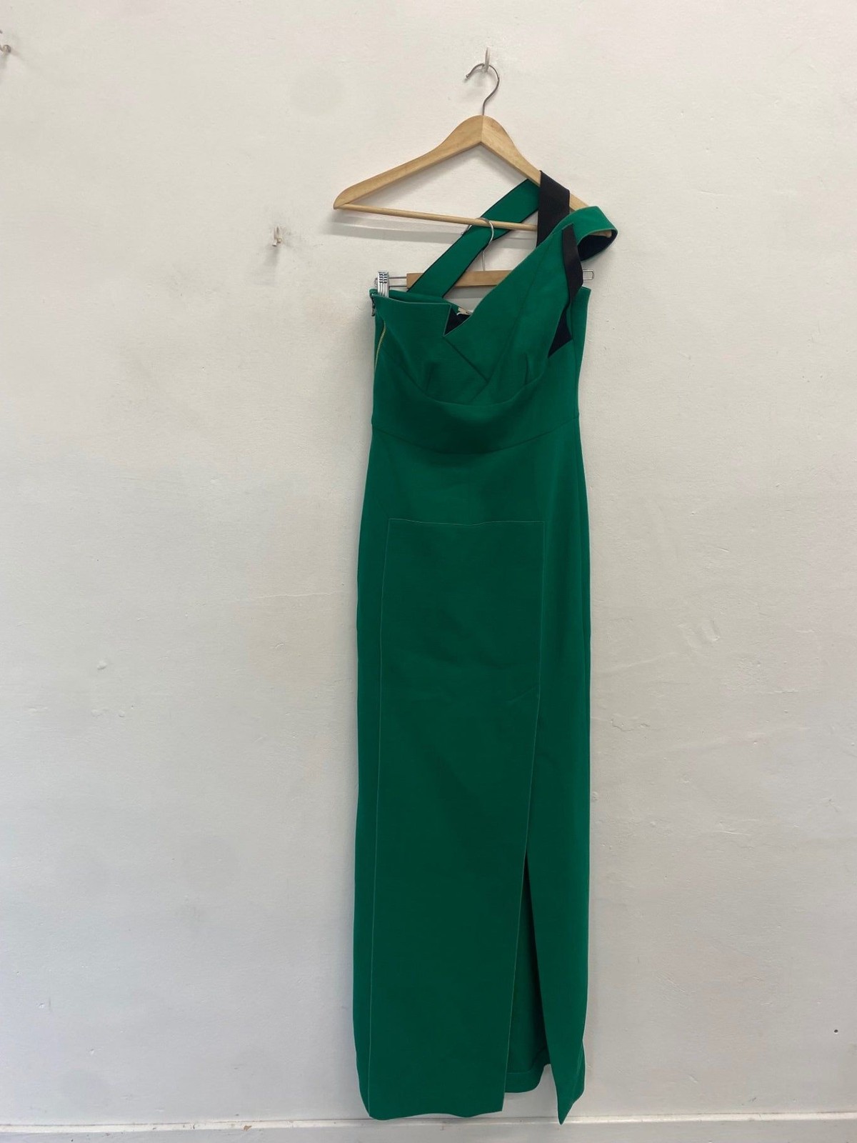 Fabulous ROLAND MOURET asymmetric Evening Dress UK12 emerald Green JW603
