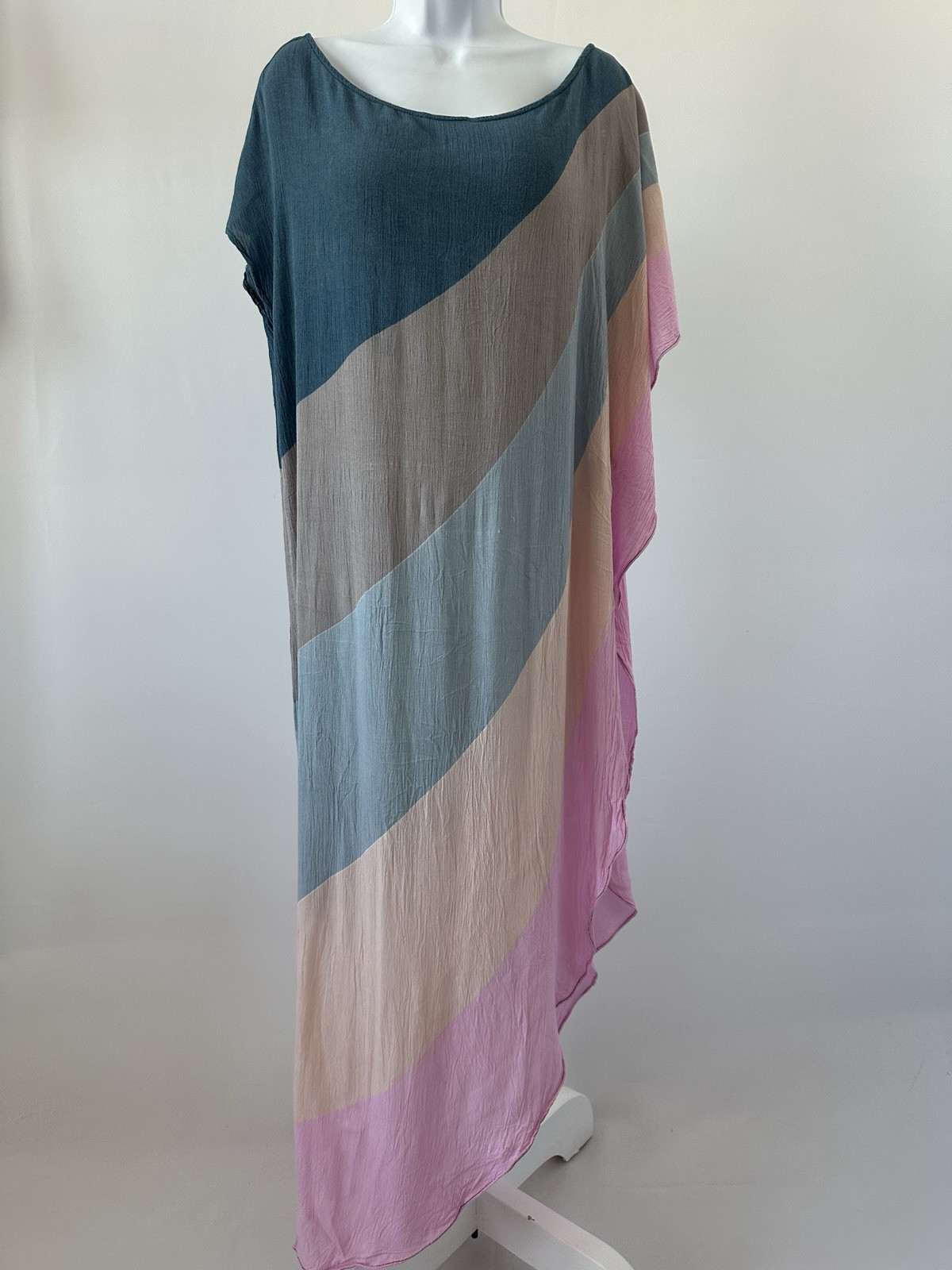 Free People SAACHI Rainbow Caftan Dress in Blue, Size One (b26) READ DESCRIPTION