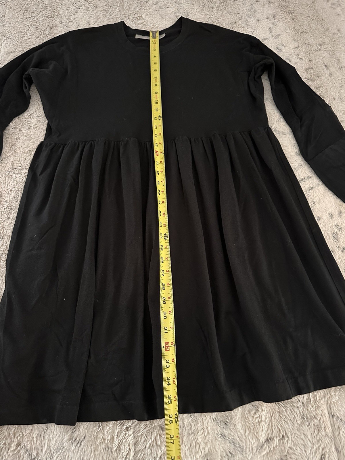MORGANE LE FAY New York, Long Sleeve Black Apron Dress, Cotton Silk, Dry Clean