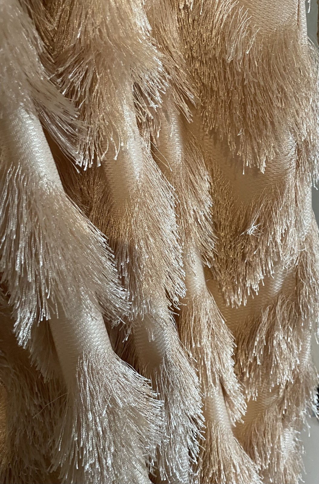 cocktail dress size medium champagne sequins with feather fringe one piece