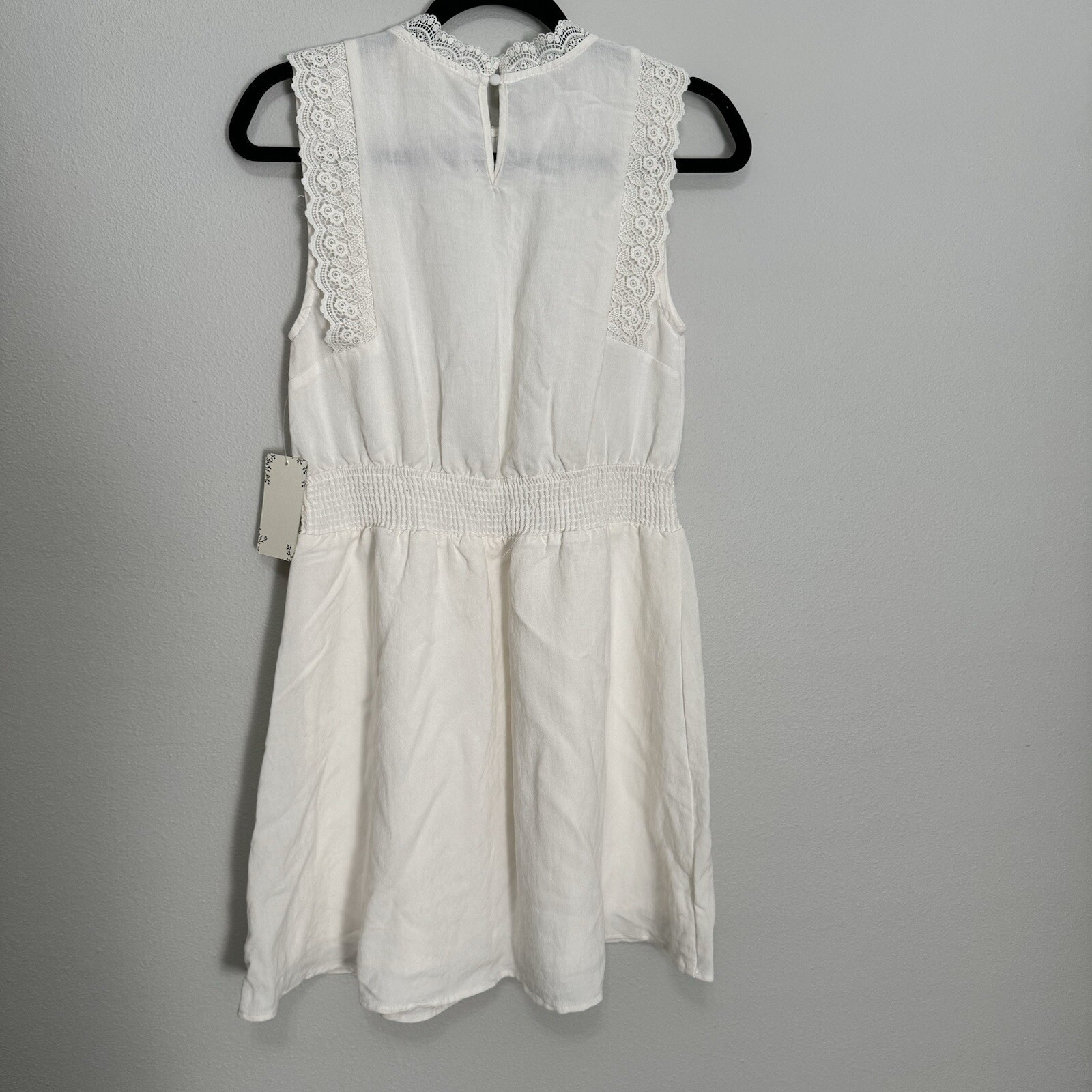 SWEET WANDERER Boutique White Swiss Dot Tiered Dress Sz L