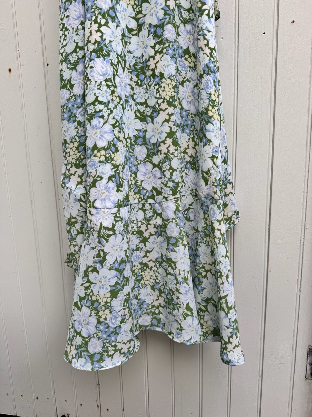 Lulus Rite of Spring Green Floral Print Cold-Shoulder Wrap Dress