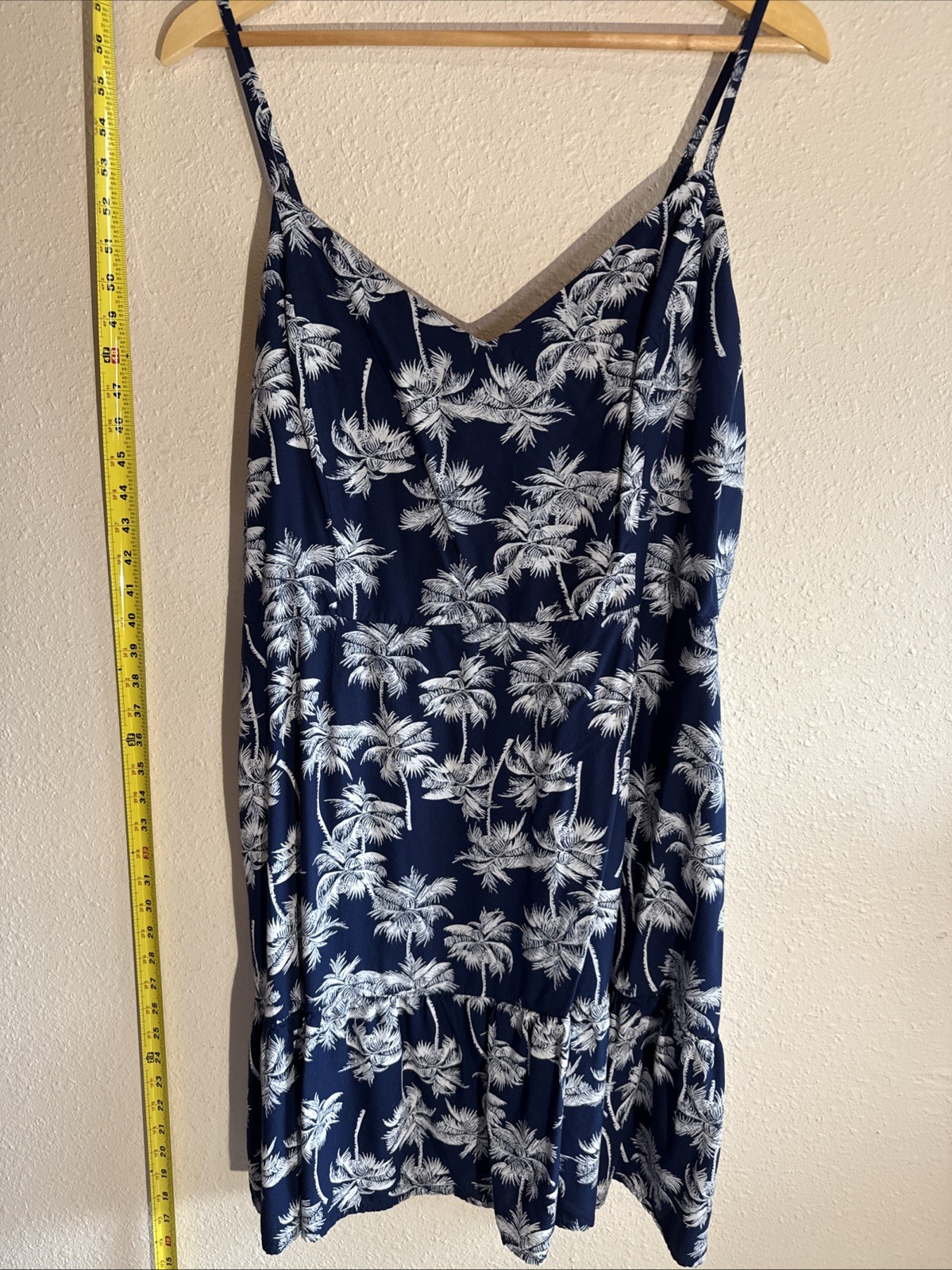 ANA Size XXL Navy Layered Boho Palm Tree Tank Dress Vacay Coastal Resort Wear