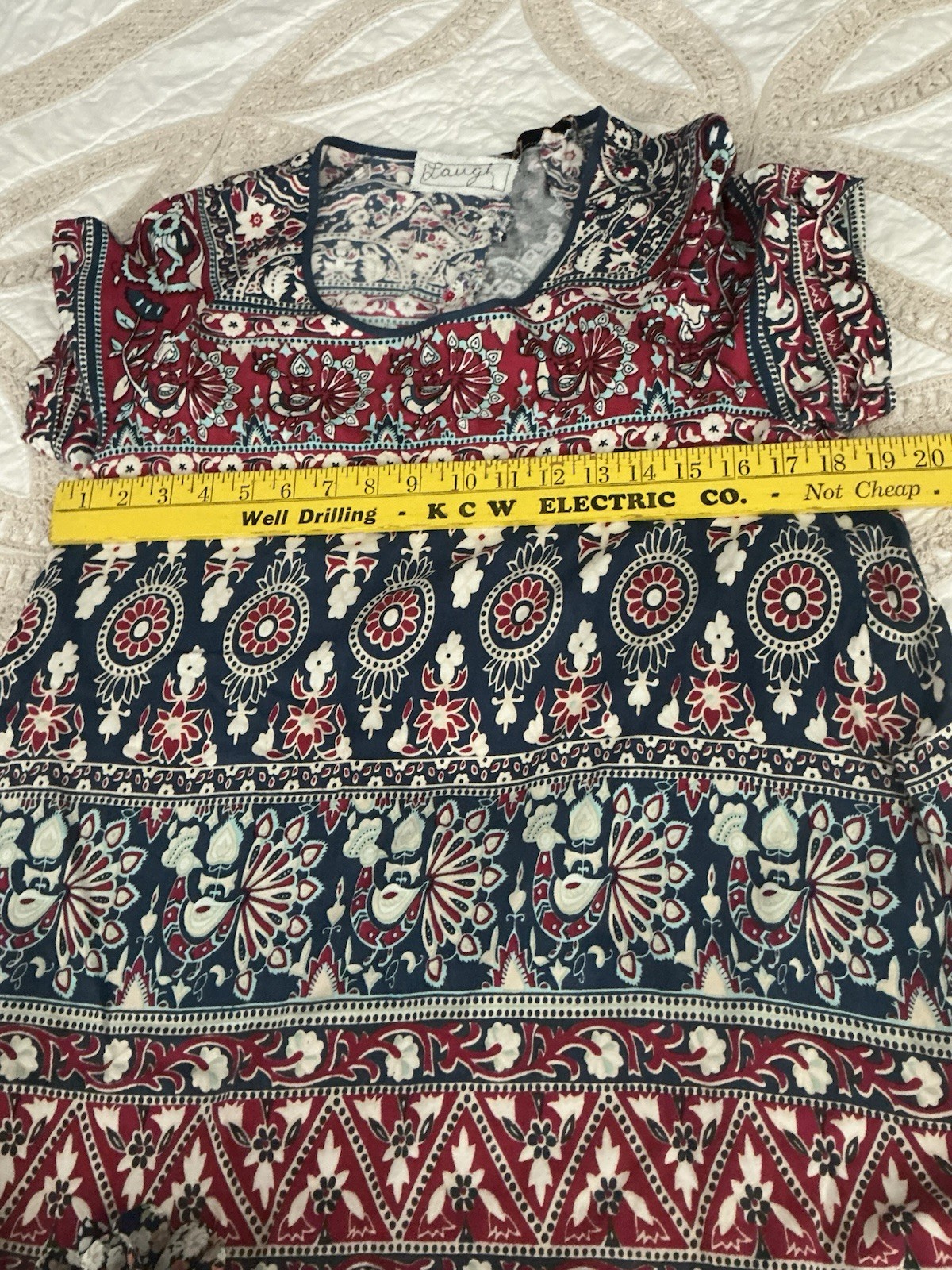 Unbranded Boutique Dress M Patchwork Ruffled Shift Mini Boho Cottagecore NWOT