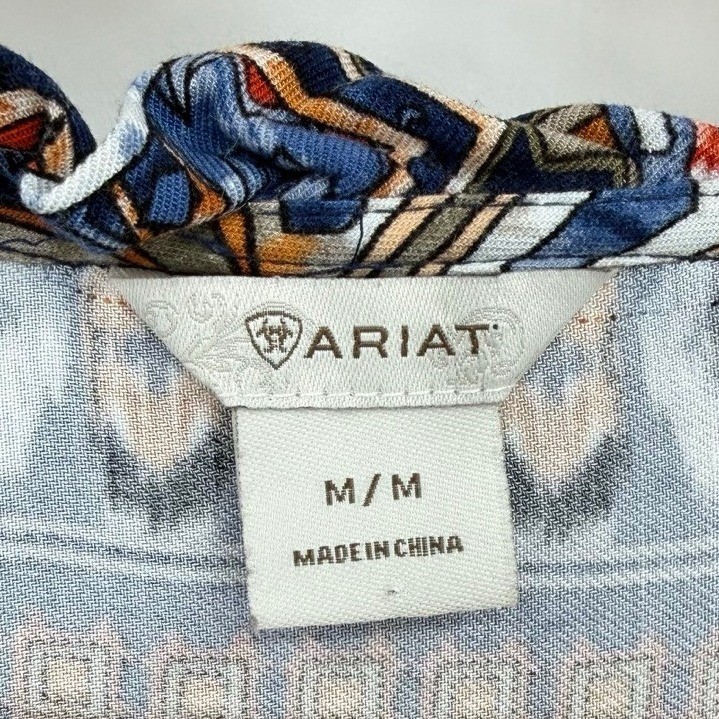 Ariat Womens Medium Dress Western Boho Tassel Tie V-Neck Long Bell Sleeve