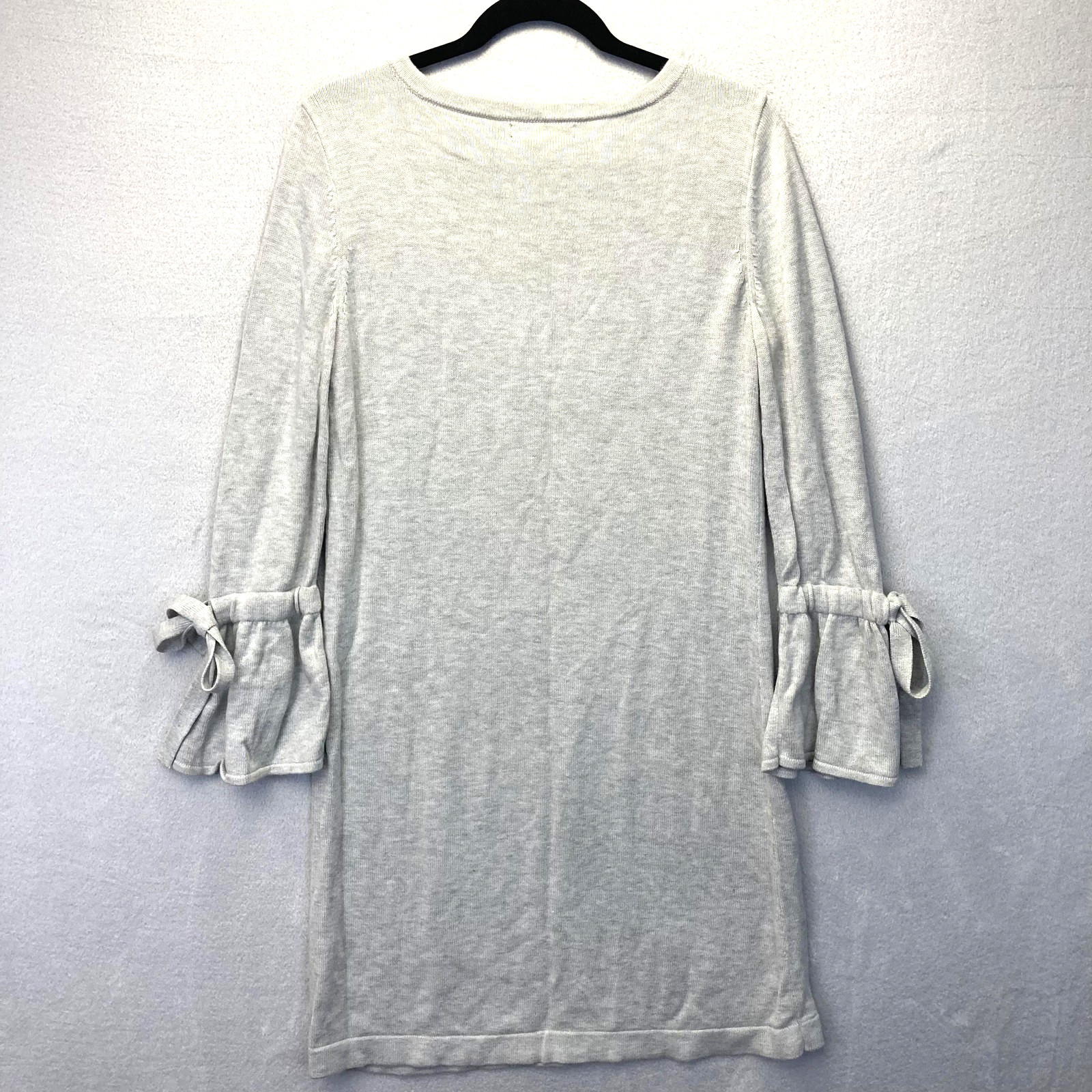 Banana Republic Flutter Sleeve Sweater Dress Womens Medium M Gray Tie Cuff Knit
