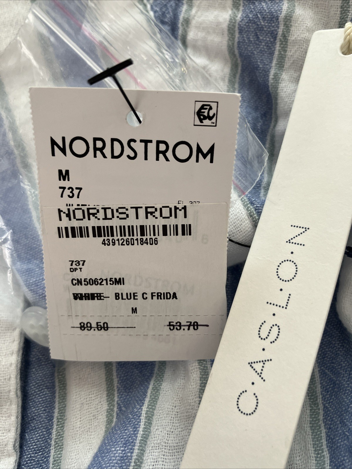 Caslon Stripe Shirt Dress Womens Medium Blue White Belted Coastal Midi NWT