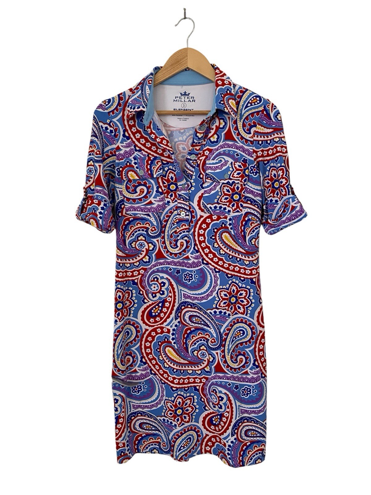 Peter Millar Element Wicking Womens 50+ UPF Stretch Dress Size Small Paisley