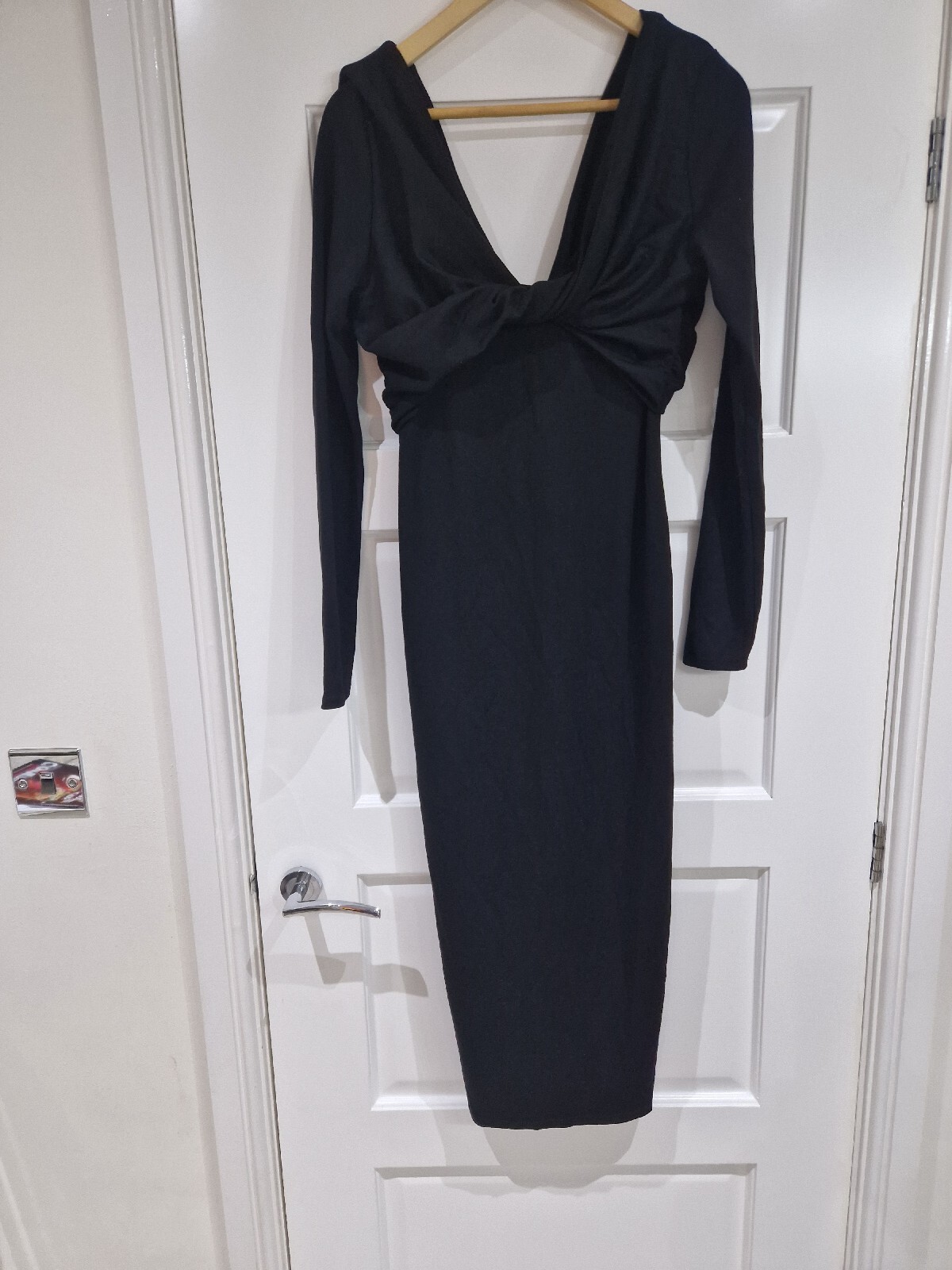 Anthropologie Twisted Front & Back Midi/Maxi Dress Size UK 10 Black New No Tags