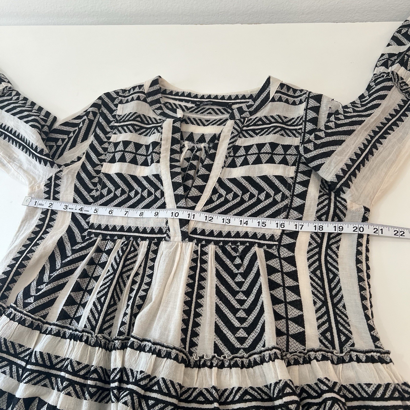 Anthropologie Devotion Twins Embroidered Ella Tunic Dress Black & White Size S