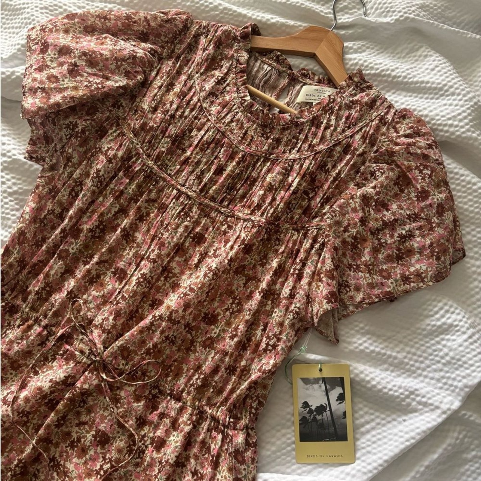 Trovata Floral Flutter Sleeve Midi Dress