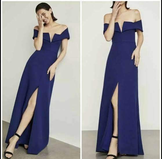 BCBGMAXAZRIA Royal Blue Off-the-Shoulder Formal Gown – Size 4