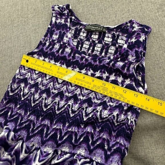 Elementz Boho Maxi Dress Petite Large Purple & White Sleeveless Stretchy Rayon